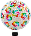 VOREEN Mosaic Garden Gazing Ball, Handcrafted Colorful Pinwheel Glass Decorative Ball, 10 Inch for Indoor & Outdoor Yard Lawn Patio Garden Decor by VOREEN