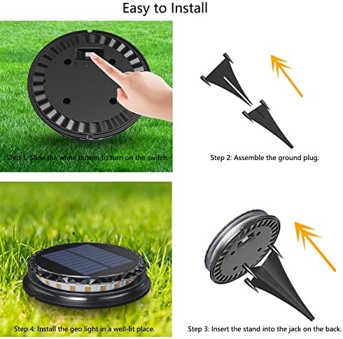 Solar Ground Lights Outdoor, Flat Yard Lights with 17 Led, Outdoor Waterproof Disc Landscape Lights for Patio Lawn Yard Deck Walkway, Multicolor, 4 Pack - Image 7