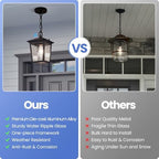 Outdoor Dusk to Dawn Pendant Light Black Outdoor Porch Hanging Light - Image 7