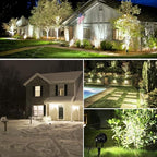 SUNVIE LED Outdoor Spotlight 12W Landscape Lighting 120V AC Waterproof Landscape Lights Spot Lights for Yard with Spiked Stake Warm White Flag Light Garden Decorative Lamp with US 3-Plug in (6 Pack) - Image 7