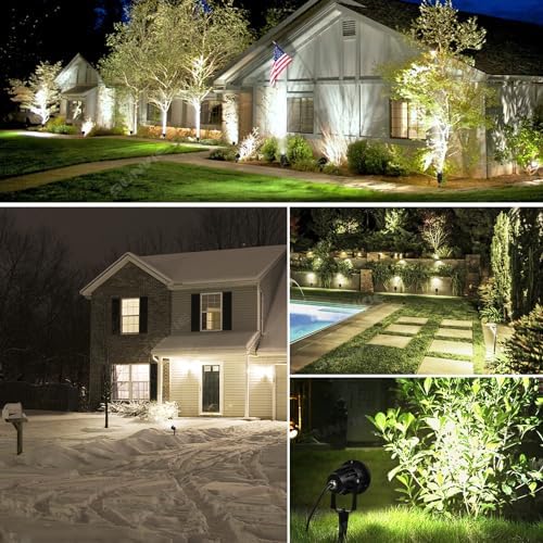 SUNVIE LED Outdoor Spotlight 12W Landscape Lighting 120V AC Waterproof Landscape Lights Spot Lights for Yard with Spiked Stake Warm White Flag Light Garden Decorative Lamp with US 3-Plug in (6 Pack) - Image 7