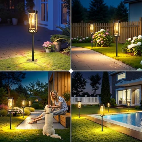KOOPER Taller Solar Pathway Lights Outdoor, 6 Pack Upgraded Brighter Solar Garden Lights Solar Powered, Up to 15 Hours Outdoor Solar Lights for Yard Landscape Walkway Driveway Sidewalk (Warm White) - Image 5