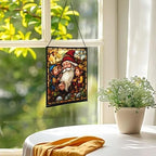 Gnome with Wisdom Sharing Stained Glass Suncatcher – Square Hanging Window Panel for Home, Garden, Nursery, Halloween, Christmas, Memorial Day – Whimsical Glass Art Gift for Gnome Lovers 8w975r - Image 3