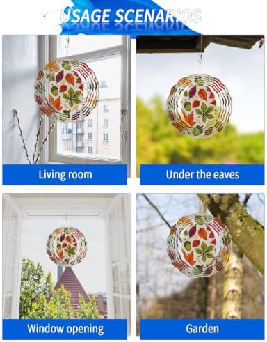 10 Inch Thanksgiving Fall Wind Spinner for Yard and Garden, Retro Autumn Maple Leaves Pine Cone Hanging Ornaments Outdoor 3D Kinetic Wind Sculpture Spinners Indoor Outdoor Patio Décor Ornaments Gift - Image 7