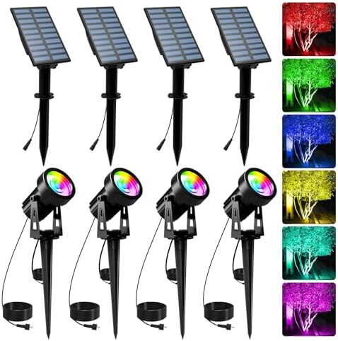 T-SUNUS RGB Solar Landscape Spotlights IP65 Waterproof 4-Pack Outdoor by T-SUNUSLighting