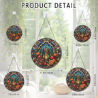 Stained Glass Window Hanging Lantern and Pomegranate Sun Catchers Colorful Mediterranean Fruit Glass Art Suncatchers for Living Room Garden Outdoor Indoor and Home Decor (9.8x9.8 in) - Image 3