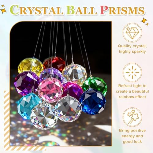 Crystal Ball Prisms, Sun Catcher Hanging Prism Sun Catcher Pendant 44mm / 1.73Inch & 10 Pack & Dark Blue-Fitting for (Outdoor/Indoor/Windows/DIY Decor/Feng Shui/Chandelier) - Image 3
