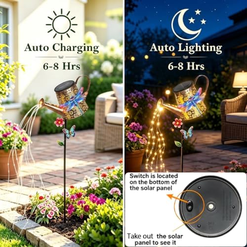 Large Solar Watering Can Lights with Dragonfly Outdoor Garden Decor Gifts - Image 6