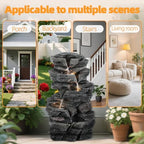 5-Tiered Cascading Rock, 18" High Outdoor Garden Waterfall with LED Lights and Pump, Resin Water Fountain for Garden, Patio, Yard, Deck Decor (18" High 5-Tiers) - Image 4