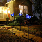 Afirst Outdoor Solar Garden Lights, Hand Blown Glass Blue Bird Yard Stake - Image 5