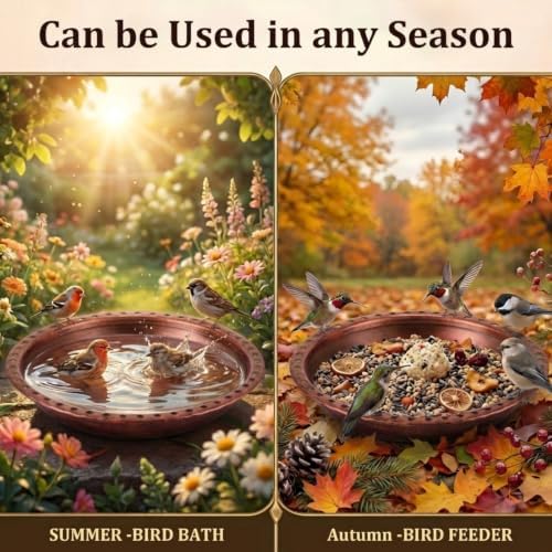 Bird Bath Bowl, Metal Rolled Edge Cutout Bird Bath for Outdoor - Image 3