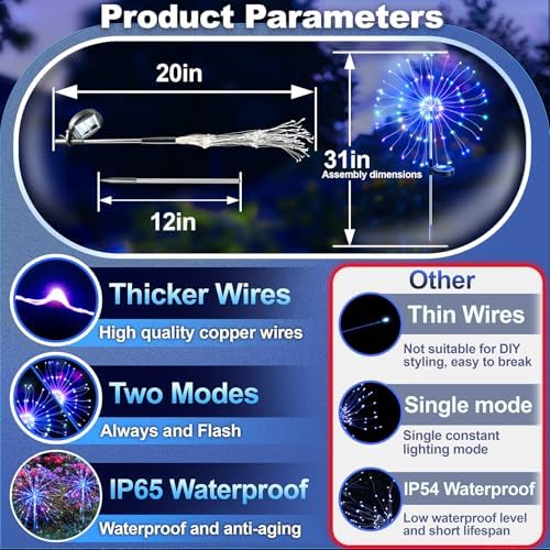 Anordsem Solar Firework Lights Outdoor Garden Fairy Lights 6 Pack Colorful - Image 4