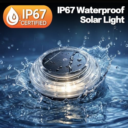 Solar Driveway Lights 12 Pack, Solar Walkway Lights Outdoor IP67 Waterproof, Solar Ground Lights Lighting for Yard Path Step Sidewalk Stair Pathway（Warm White） - Image 3