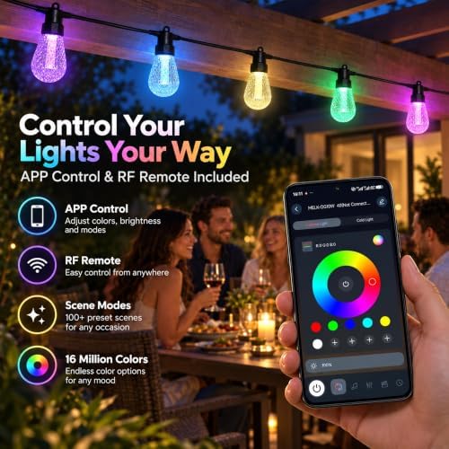 Outdoor RGBW String Lights,50FT 20 Bulbs - Image 3