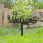 Metal Welcome Sign Decorative Garden Stake, Elegant Script Design Gifts Silhouette Statues for Yard Art, Outside, Patio, Outdoor Decor, Garden Decorations, Lawn Ornaments - 14" Black - Image 5