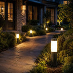 Hardwired Outdoor Bollard Light, Black Stainless Steel Cylinder Lamp - Image 6