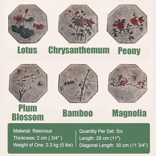 Kunovo Oriental Style Stepping Stone for Decor, Eco-Friendly Resinous Garden Step Stones, Octagonal Courtyard/Path/Lawn/Backyard Decorative Stone (Size : 1 Pack), 58741 - Image 4