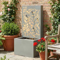30.71" H Light Gray Metal Leaf Cutout Outdoor Water Wall Fountain with LED Lights, Waterfall Feature for Patio Garden Backyard Decor by Unknown