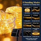 Solar Rope Lights Outdoor Waterproof 2 Pack, 66ft 200 LED Warm White String Lights with 8 Modes, Flexible Clear Tube Fairy Lights Auto On/Off for Garden Patio Fence - Image 6