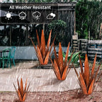 KODIBO 24" Metal Agave Plant Outdoor Decor, Large Garden Sculpture, Rusty - Image 5