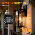 Dawn to Dusk Sensor Outdoor Light Fixture Waterproof Porch Lights Anti-Rust Exterior Wall Lighting Outdoor Wall Lantern for Patio Front Door Garage House - 2 Pack - Image 4