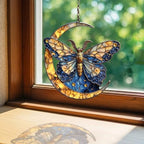 Vivid Tiffany Moon Moth Art Acrylic Suncatcher - Image 3