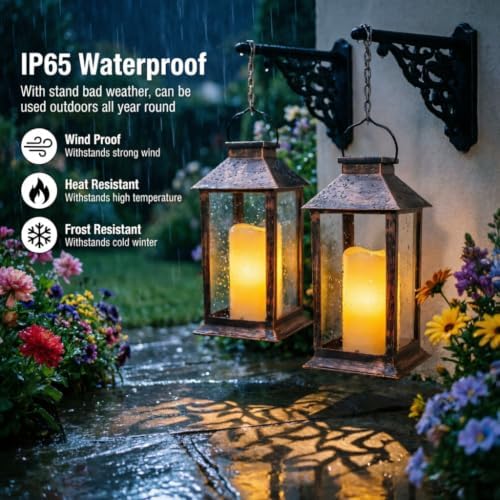 2 Pack 14'' Outdoor Solar Lanterns, Large Solar Lanterns Outdoor Waterproof - Image 2