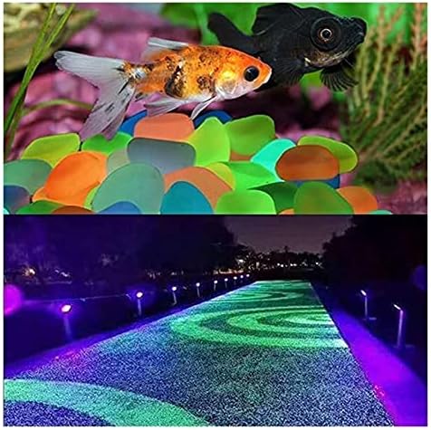Glowing Stone Pebbles Glowing in The Dark, Fish Tank Garden Sidewalk Decoration Artificial Pyroxene, Colored Solar Pyroxene (Size : 400PCS) - Image 3