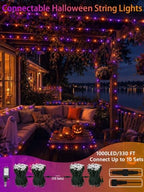 SANJICHA Solar Torch Lights with Flickering Flame Larger Size Solar Flame Lights, 2 Pack 66FT 200 LED Halloween Lights Outdoor Indoor, Orange and Purple - Image 7