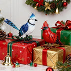Shorayn Cardinal Decor Garden Statues Metal Bird Yard Art Sculptures,Standing Blue Jay Figurine Outdoor Decoration for Lawn Ornament,Christmas Housewarming Birthday Gifts for Women - Image 5