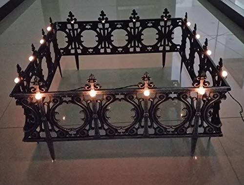 Jumbl Decorative Solar Wrought Iron Metal Look Garden Border Fence (4 Pieces) - Image 3
