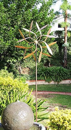 Large Kinetic Copper Dual Spinner - Dancing Willow Leaves Jumbo Version (3-ft Across, 9-ft Tall) - Image 3
