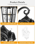 VIANIS Black 2-Pack Outdoor Porch Lights, Dusk to Dawn Outdoor Lighting - Image 5