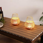 JONATHAN Y Elian 10" Faux Wicker Cordless Lamp, Light Brown, Set of 2 - Image 2