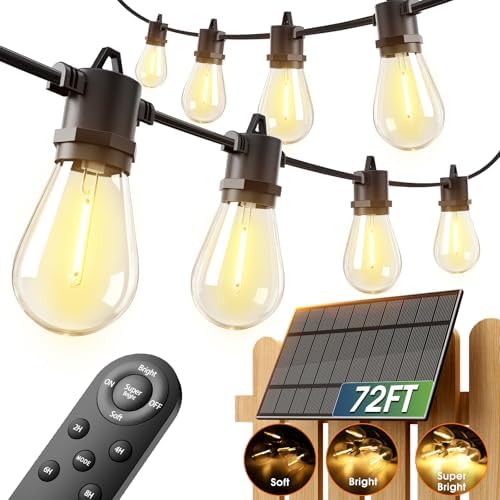 addlon 78FT(72+6) Solar String Lights Outdoor, Last 20+ Hrs, USB Charging by addlon