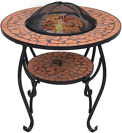 vidaXL Mosaic Fire Pit Table Terracotta 26.8" Ceramic - Image 3