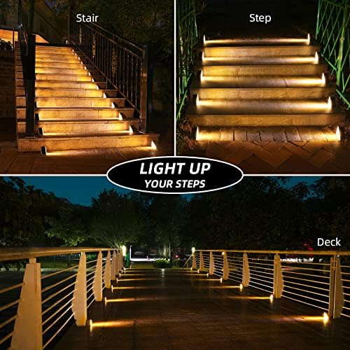 NIORSUN Outdoor Step Lights,8 Pack Warm White Solar Step Lights Waterproof IP67 Auto On Off,Solar Lights for Steps,Stair,Patio,Yard,Porch,Front Door,Sidewalk,Deck Decor - Image 2
