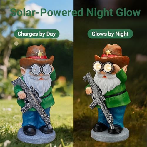 Funny Garden Gnomes Statue Outdoor Decor, Solar Telescope Gnome Decorations for Yard, Lawn, Patio, Porch, Christmas Birthday Housewaming Gifts for Dad, Men, Husband, 10.6 Inch, Resin - Image 3