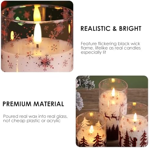 Eywamage Red Buffalo Plaid Christmas Flameless Pillar Candles with Remote - Image 4