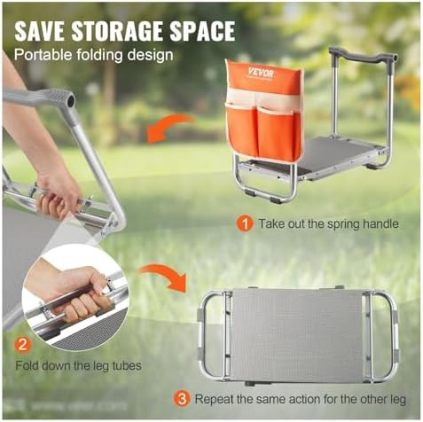 Garden Kneeler and Seat 10 Wide Pad 330 Lbs Load Capacity Foldable Garden Stool Kneeling Bench for Gardening with Tool Bag S for Women Grandparents Seniors Mom and Dad - Image 6