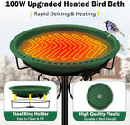 Daoeny Heated Bird Baths for Outdoors, Upgraded 100W Thermostatically Controlled Heated Bird Bath with 5-Prong Metal Base, Heated Bird Bath for Outside Winter Garden Patio Yard Lawn(Green) - Image 2