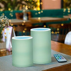 YETTASBIN Sage Green Color Flameless Candles with Remote Control and Timer, Adjustable Brightness Long Lasting Battery Operated LED Pillar Candles for Indoor Outdoor Party Holiday Home Decor, 2 Pack - Image 6