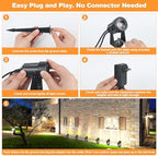 Outdoor Landscape Lighting Waterproof with 45.9FT Cable & built-in LED Light, Low Voltage 12W 1200LM Plug in Electric LED Spot Light 3000K Uplight with Transformer for Garden Yard Tree Path, Pack of 4 - Image 7