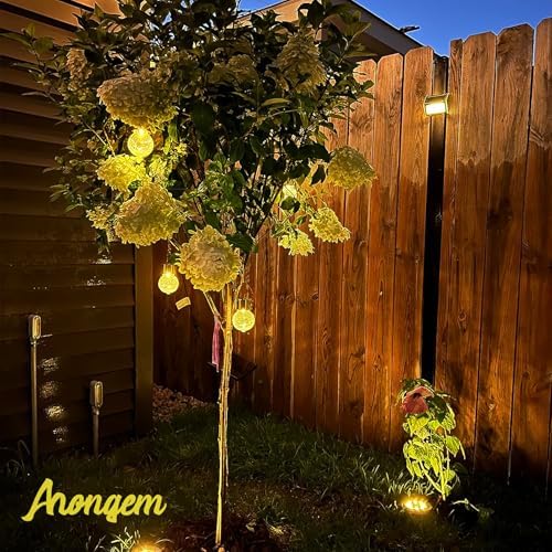 Solar Hanging Lanterns Outdoor: 12 Pack Cracked Glass Ball Lights with Clip - Waterproof Warm White Fairy Globe Lighting Yard Tree Ornaments - Gardening Gifts for Mom Grandma - Image 2