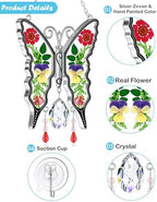 KY&BOSAM Butterfly Glass Crystal Pressed Flower Suncatchers Window Hanging - Image 4