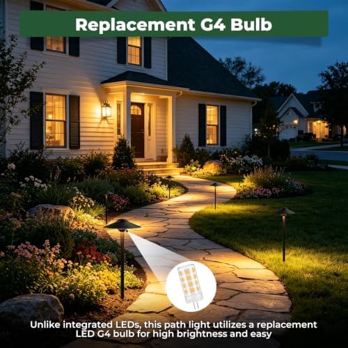 Gardencoin Low Voltage Pathway Lights (8.5'' Shade, 21.5'' Tall)，12V Outdoor LED Landscape Path Lights Wired, Aluminum Pathway Lighting with 3W 2700K Replaceable Bulb for Walkway Garden Yard, 12 Pack - Image 7