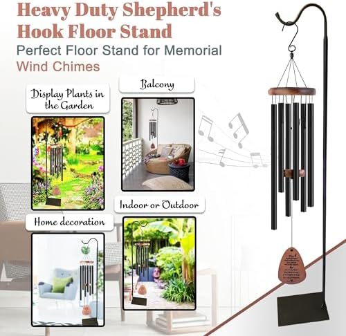 The Wind Chime CO Memorial Wind Chime, Wind Chime Gift for The Loss of A Loved One. Shepherd's Hook Floor Stand for Outdoor, Hnaging Plant. Bundle - Image 7