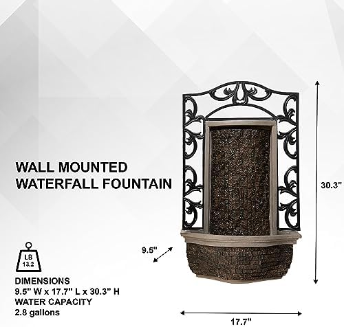 XBrand 30.31 in. H Stone and Black Polyresin Metal Wall-Mounted Waterfall Fountain with Pump for Indoor Outdoor Home, Patio and Garden Art Centerpiece - Image 5