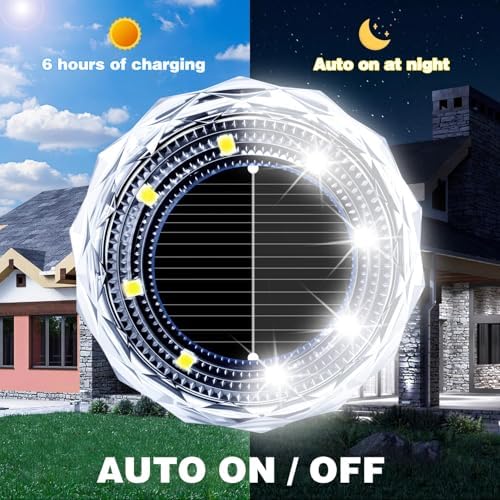 Solar Ground Lights 12 Pack,8 LED Garden Path Lights,Outdoor Ground Lights Landscape Lighting Waterproof,Solar Lawn Light for your courtyard, swimming pool,walkways, pathway, driveway, lawns(White) - Image 3
