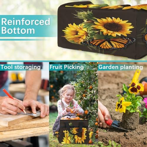 Butterfly Sunflower Funny Garden Tool Bag Waterproof Gardening Tool Storage Bag with Handle & 10 Pockets Gardening Tote Bag for Women Garden Tool Organizer - Image 6
